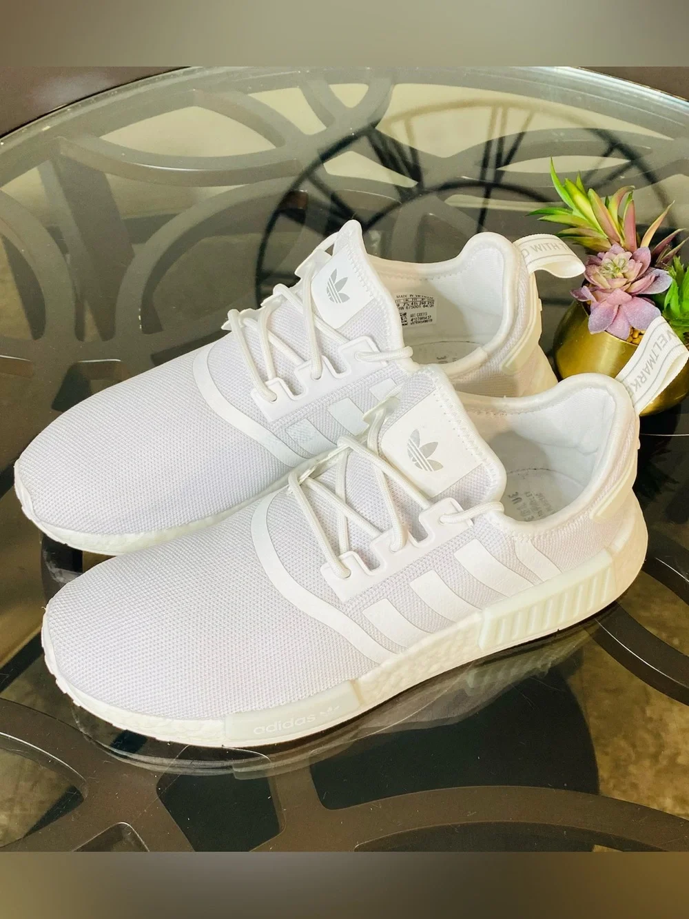 adidas NMD R1 Triple White All White Women's Running Shoes Size 9